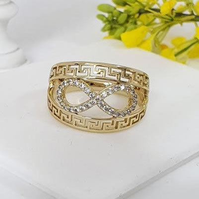 14 K Gold Plated infinity ring with white zirconium