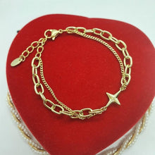 Charger l&#39;image dans la galerie, 14 K Gold Plated layered star bracelet with white zirconium - BIJUNET
