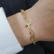 Load image into Gallery viewer, 14 K Gold Plated layered star bracelet with white zirconium - BIJUNET

