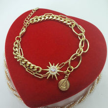 Load image into Gallery viewer, 14 K Gold Plated layered sun bracelet with white zirconium - BIJUNET
