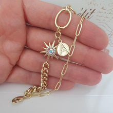 Load image into Gallery viewer, 14 K Gold Plated layered sun bracelet with white zirconium - BIJUNET
