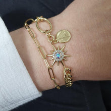 Load image into Gallery viewer, 14 K Gold Plated layered sun bracelet with white zirconium - BIJUNET
