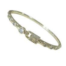 Charger l&#39;image dans la galerie, 14 K Gold Plated locket bangle with white zirconium - BIJUNET
