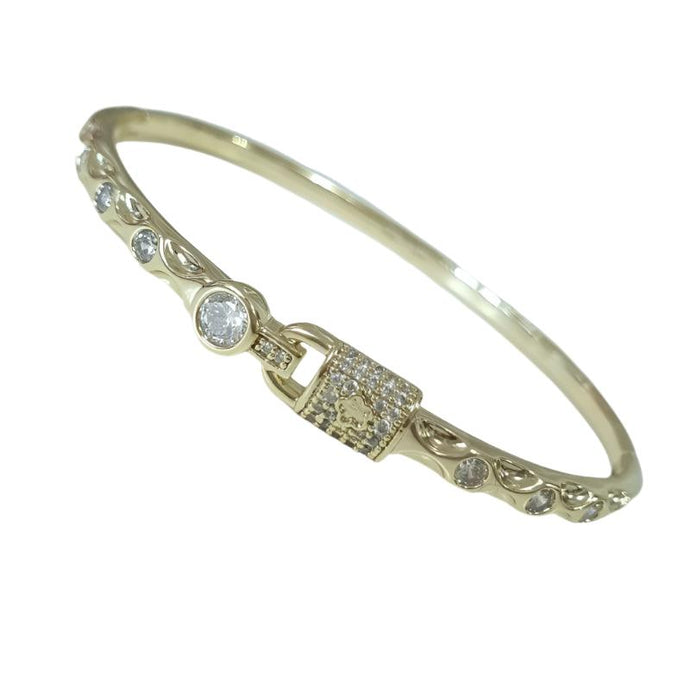 14 K Gold Plated locket bangle with white zirconium - BIJUNET