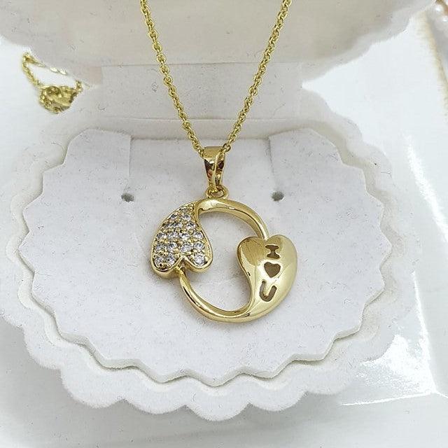 14 K Gold Plated Love pendant with white zirconium - BIJUNET
