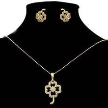 Load image into Gallery viewer, 14 K Gold Plated lucky pendant and earrings set with white zirconium - BIJUNET
