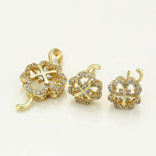 Load image into Gallery viewer, 14 K Gold Plated lucky pendant and earrings set with white zirconium - BIJUNET
