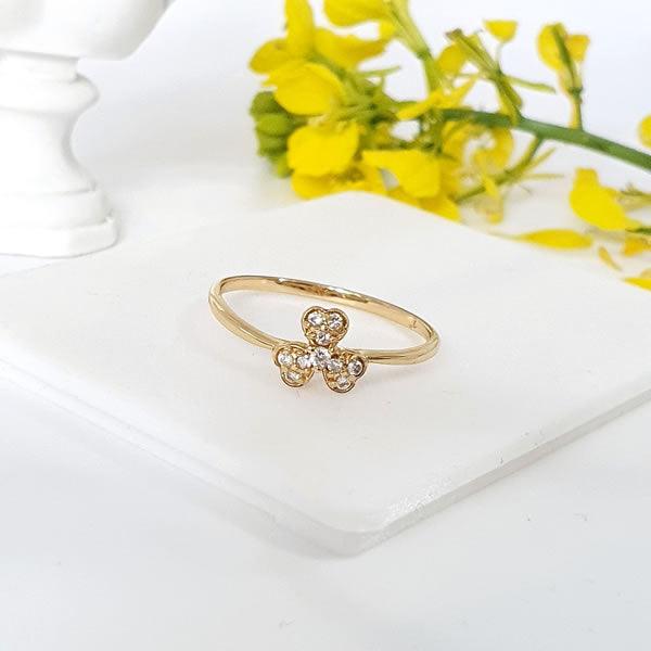14 K Gold Plated lucky ring with white zirconium - BIJUNET