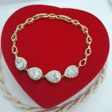 14 K Gold Plated luxury bracelet with white zirconium - BIJUNET