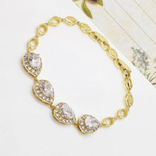 Load image into Gallery viewer, 14 K Gold Plated luxury bracelet with white zirconium - BIJUNET
