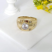 Load image into Gallery viewer, 14 K Gold Plated men ring with white zirconium - BIJUNET

