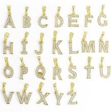 Cargar imagen en el visor de la galería, 14 K Gold Plated name initials pendant with white zirconium - BIJUNET
