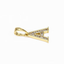 Cargar imagen en el visor de la galería, 14 K Gold Plated name initials pendant with white zirconium - BIJUNET
