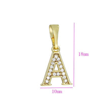 Cargar imagen en el visor de la galería, 14 K Gold Plated name initials pendant with white zirconium - BIJUNET
