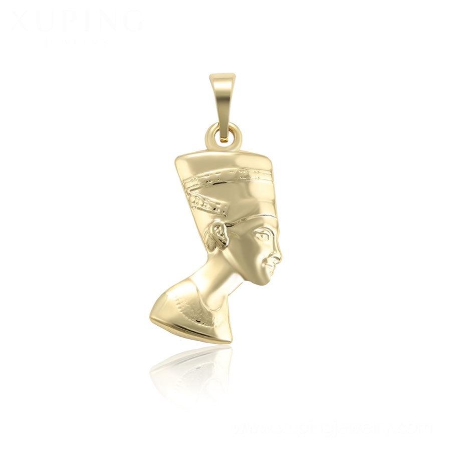 14 K Gold Plated Nefertiti pendant with white zirconium - BIJUNET