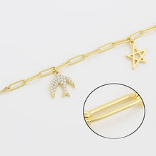 Load image into Gallery viewer, 14 K Gold Plated peace bracelet with white zirconium - BIJUNET
