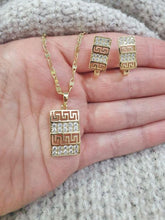 Charger l&#39;image dans la galerie, 14 K Gold Plated pendant and earrings set with white zirconium - BIJUNET
