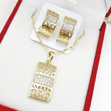 Cargar imagen en el visor de la galería, 14 K Gold Plated pendant and earrings set with white zirconium - BIJUNET
