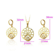 Cargar imagen en el visor de la galería, 14 K Gold Plated pendant and earrings set with white zirconium - BIJUNET
