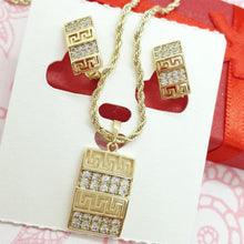 Charger l&#39;image dans la galerie, 14 K Gold Plated pendant and earrings set with white zirconium - BIJUNET

