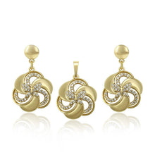 Charger l&#39;image dans la galerie, 14 K Gold Plated pendant and earrings set with white zirconium - BIJUNET
