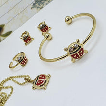 Charger l&#39;image dans la galerie, 14 K Gold Plated pendant, ring, bracelet and earrings set with white zirconium - BIJUNET
