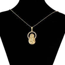 Charger l&#39;image dans la galerie, 14 K Gold Plated pendant St Mary and Jesus with white zirconium - BIJUNET
