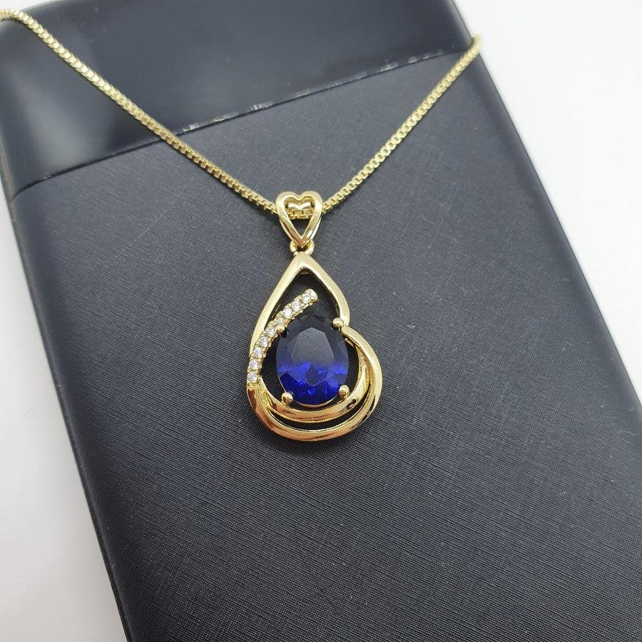 14 K Gold Plated pendant with blue zirconium - BIJUNET
