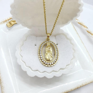 14 K Gold Plated pendant with white zirconium - BIJUNET