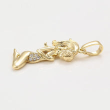 Cargar imagen en el visor de la galería, 14 K Gold Plated Pregnant Woman pendant with white zirconium - BIJUNET
