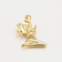 Charger l&#39;image dans la galerie, 14 K Gold Plated Pregnant Woman pendant with white zirconium - BIJUNET
