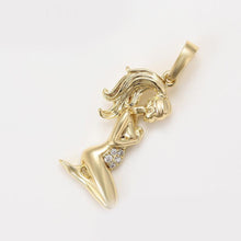Cargar imagen en el visor de la galería, 14 K Gold Plated Pregnant Woman pendant with white zirconium - BIJUNET

