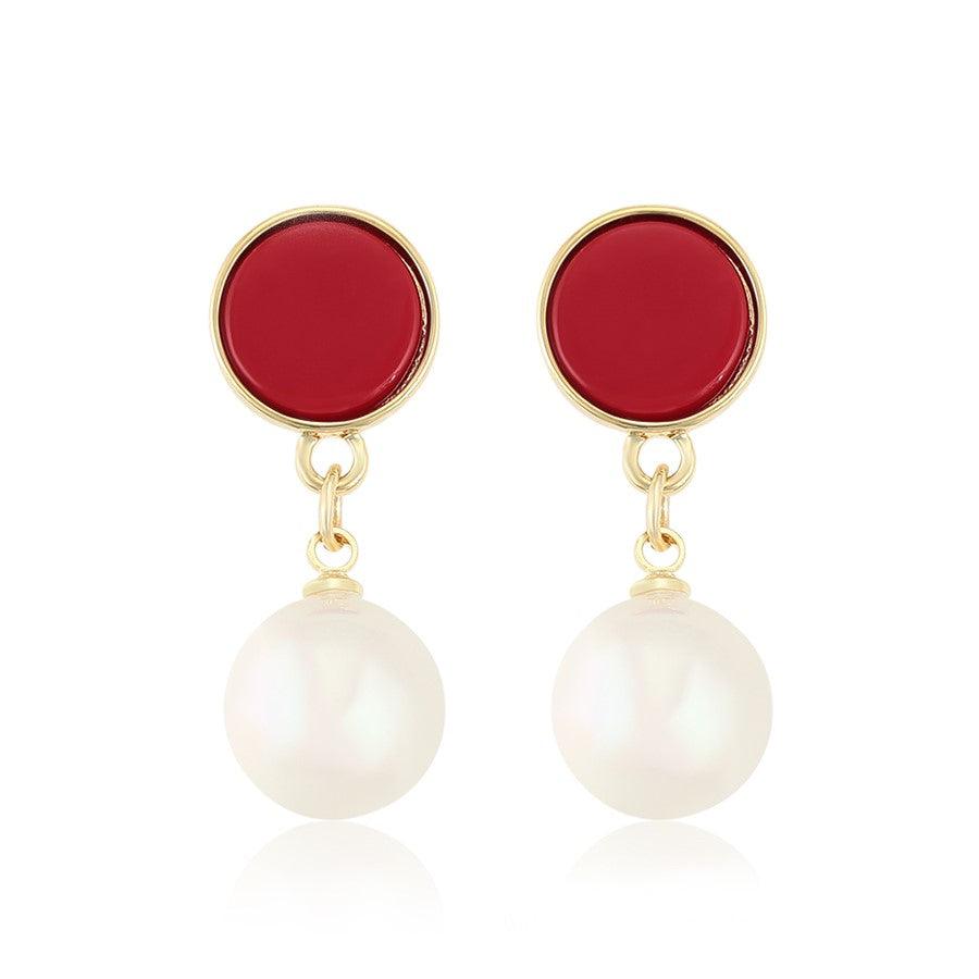 14 K Gold Plated red earrings - BIJUNET