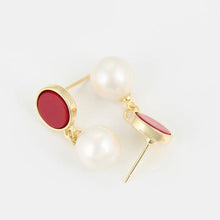 Charger l&#39;image dans la galerie, 14 K Gold Plated red earrings - BIJUNET
