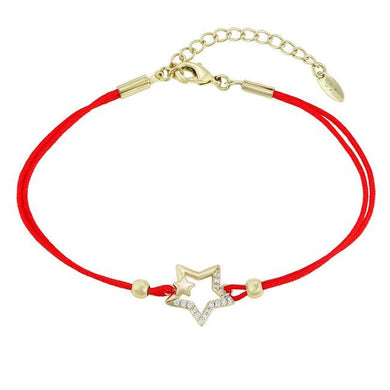 14 K Gold Plated red string star bracelet with white zirconium - BIJUNET