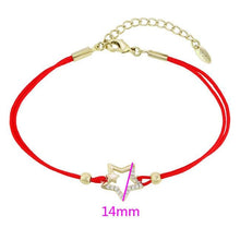 Load image into Gallery viewer, 14 K Gold Plated red string star bracelet with white zirconium - BIJUNET
