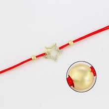 Charger l&#39;image dans la galerie, 14 K Gold Plated red string star bracelet with white zirconium - BIJUNET
