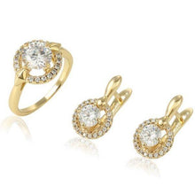 Charger l&#39;image dans la galerie, 14 K Gold Plated ring and earrings set with white zirconium - BIJUNET
