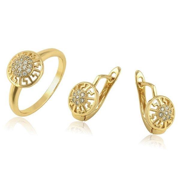 14 K Gold Plated ring and earrings set with white zirconium - BIJUNET