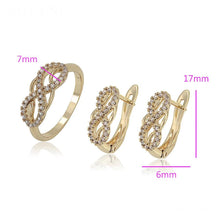 Load image into Gallery viewer, 14 K Gold Plated ring and earrings set with white zirconium - BIJUNET
