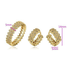 Cargar imagen en el visor de la galería, 14 K Gold Plated ring and earrings set with white zirconium - BIJUNET
