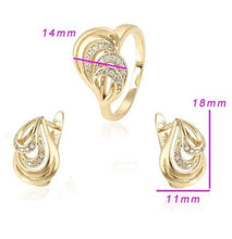 Load image into Gallery viewer, 14 K Gold Plated ring and earrings set with white zirconium - BIJUNET
