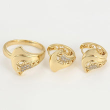 Load image into Gallery viewer, 14 K Gold Plated ring and earrings set with white zirconium - BIJUNET
