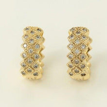 Cargar imagen en el visor de la galería, 14 K Gold Plated ring and earrings set with white zirconium - BIJUNET
