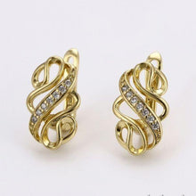 Load image into Gallery viewer, 14 K Gold Plated ring and earrings set with white zirconium - BIJUNET

