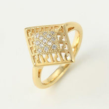 Cargar imagen en el visor de la galería, 14 K Gold Plated ring and earrings set with white zirconium - BIJUNET
