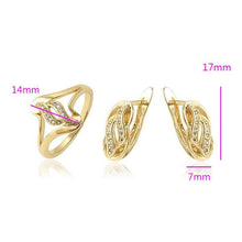 Charger l&#39;image dans la galerie, 14 K Gold Plated ring and earrings set with white zirconium - BIJUNET
