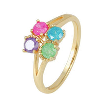 Cargar imagen en el visor de la galería, 14 K Gold Plated ring with multicoloured zirconium - BIJUNET
