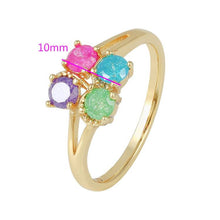 Cargar imagen en el visor de la galería, 14 K Gold Plated ring with multicoloured zirconium - BIJUNET
