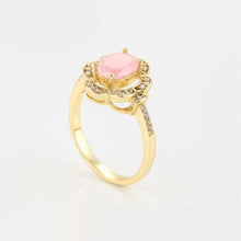 Load image into Gallery viewer, 14 K Gold Plated ring with pink zirconium - BIJUNET
